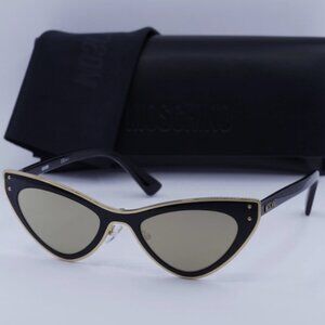 New Moschino MOS051/S 0J5G UE Shiny Black/Gold/Gold Mirror 50-21-150 Sunglasses